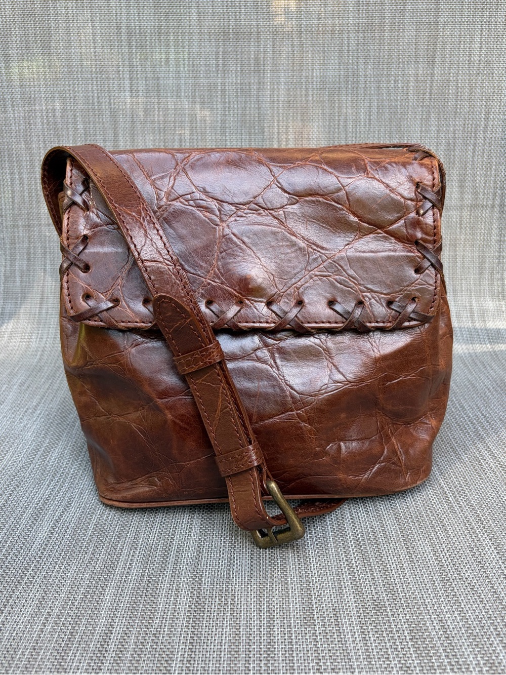 Vintage Brown Leather Crossbody Bag